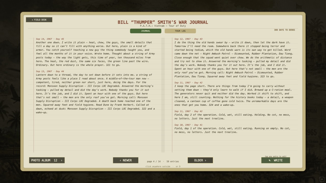 Your war journal, in your own hand.